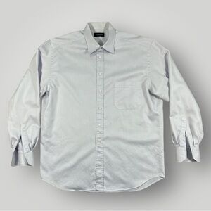 Canali Made in Italy Dress Shirt Size 17/43 White/Blue Cotton Luxury Mens XL